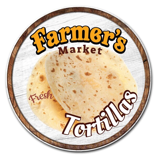 Signmission Corrugated Plastic Sign With Stakes 16in Circular-Farmers Market Tortillas, C-16-CIR-WS-Tortillas C-16-CIR-WS-Tortillas - main